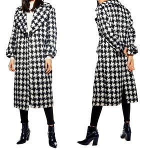 Topshop Houndstooth Full Length Coat